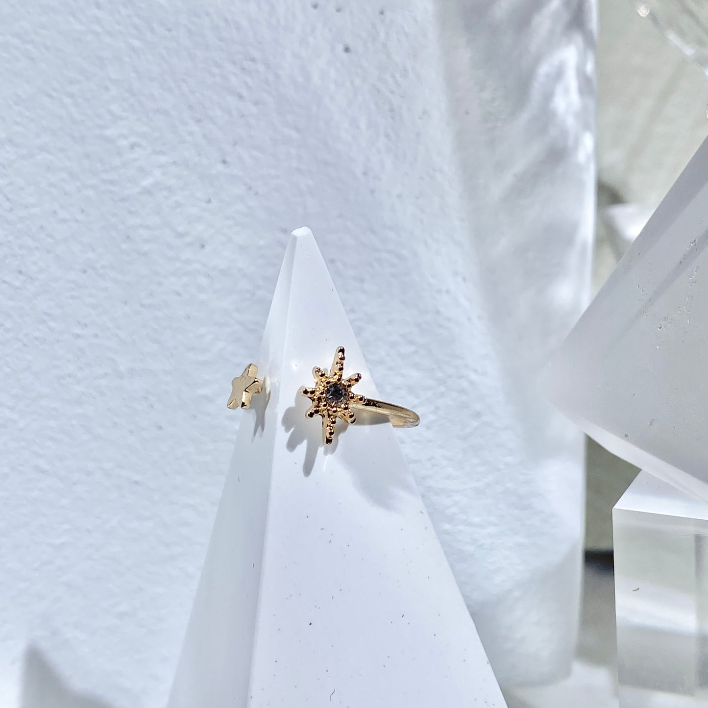 R006 - 14K包金星星閃鑽開口戒指